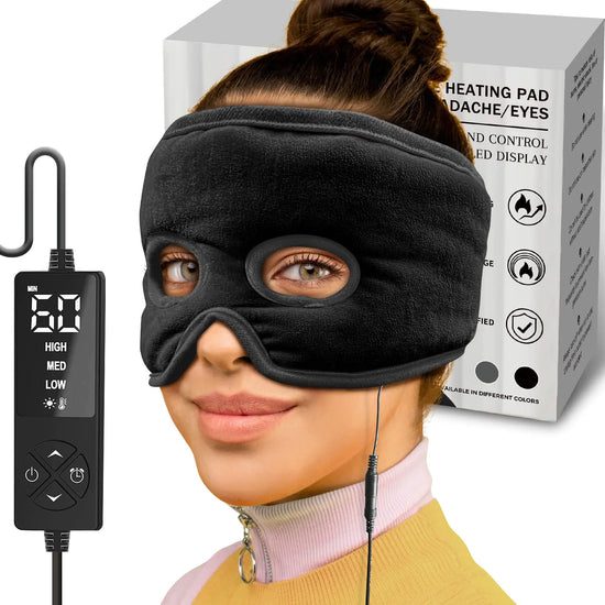 sticro Sinus Relief Mask Moist Heat with 3 Temp Settings Ex-Large Headache Mask Electric Face Heating Pad for Sinus Pressure Relief Migraine Tension Headache Relief Black